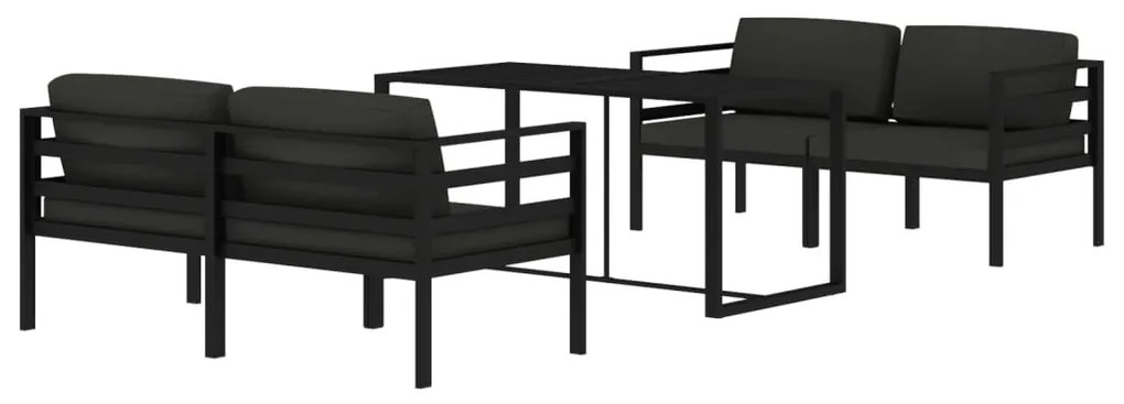 5 pcs conjunto lounge jardim com almofadões alumínio antracite