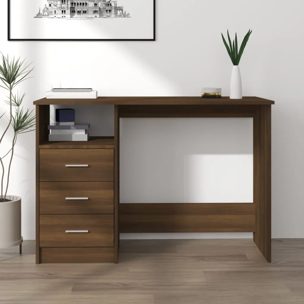 vidaXL Secretária c/ gavetas 110x50x76 cm derivados madeira carvalho