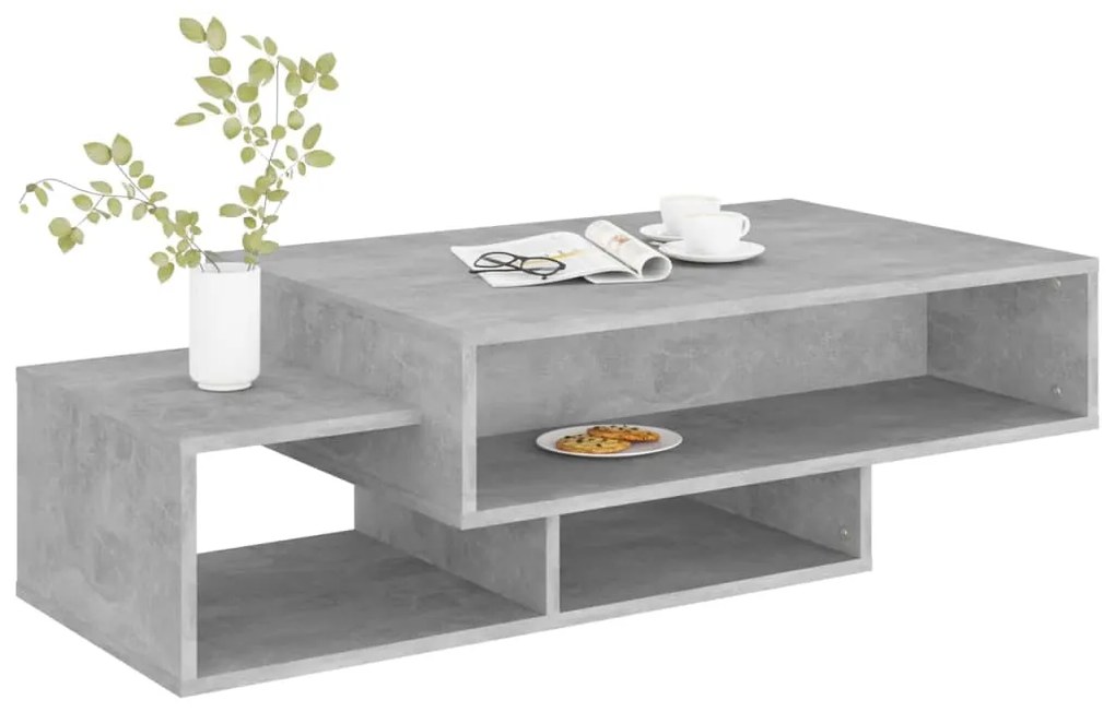 Mesa de centro 105x55x32 cm contraplacado cinzento cimento