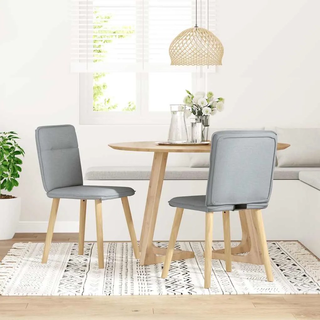 Cadeiras de jantar 2 pcs tecido cinzento-claro