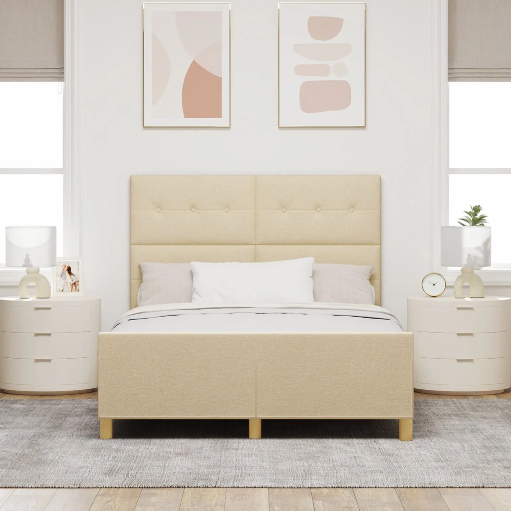 Estrutura de Cama Creme 140x200 cm da vidaXL em Tecido