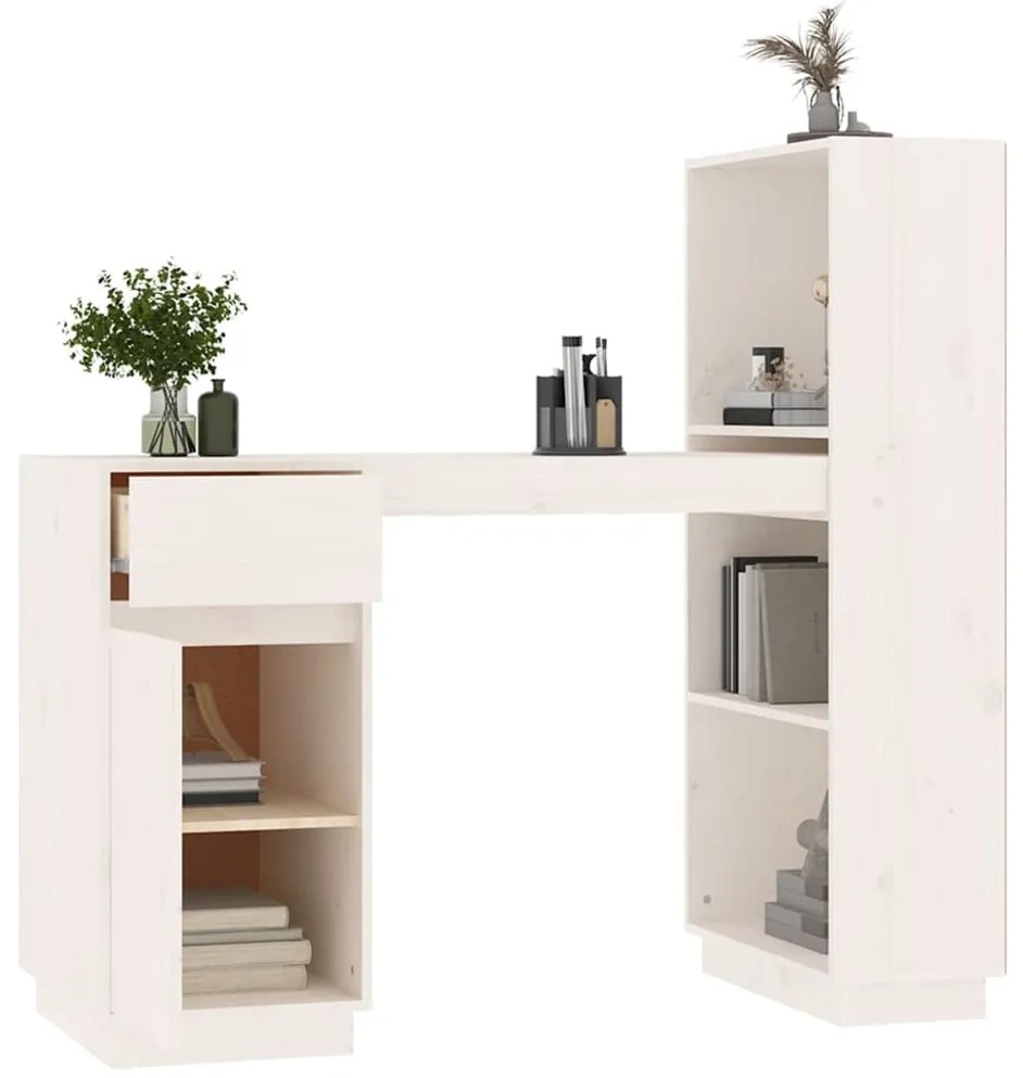Secretária 110x53x117 cm madeira de pinho maciça branco