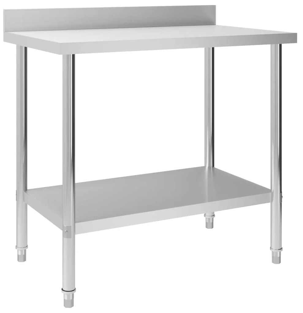 Mesa cozinha rebordo antissalpicos 100x60x93 cm aço inoxidável