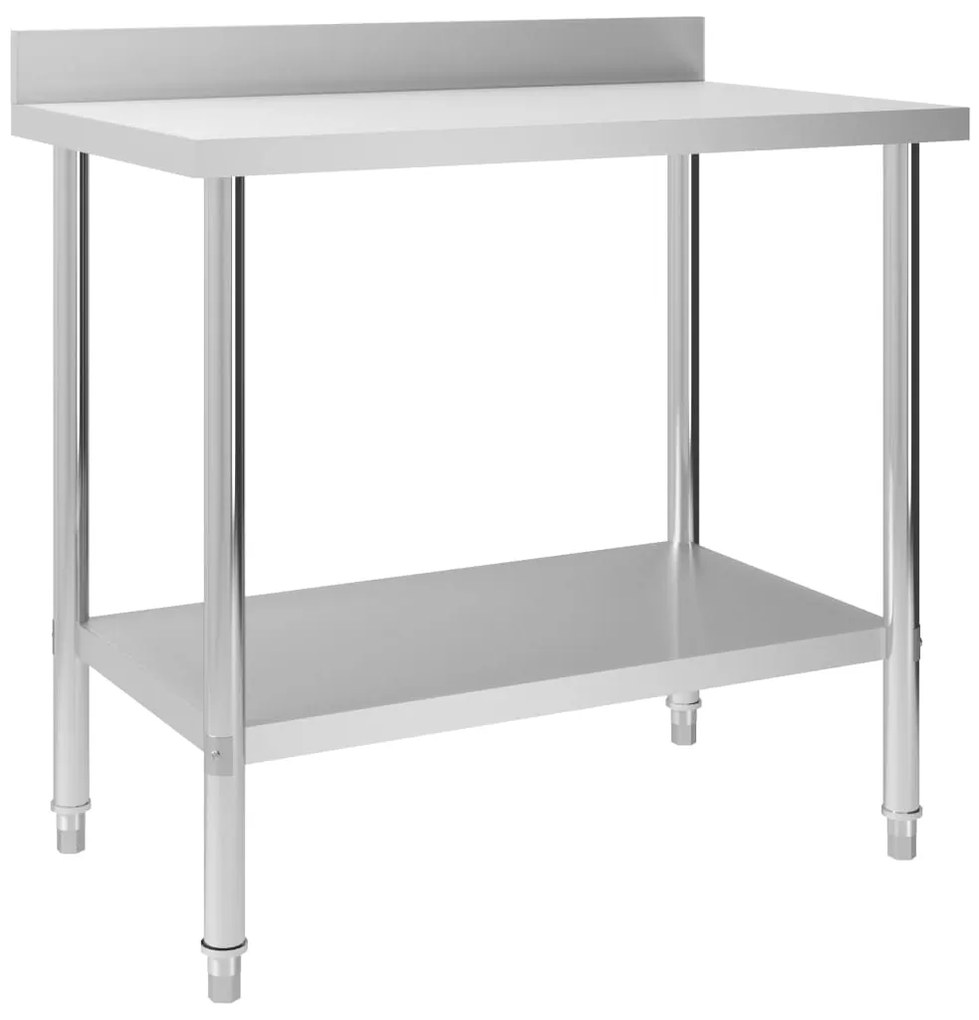 vidaXL Mesa cozinha rebordo antissalpicos 100x60x93 cm aço inoxidável