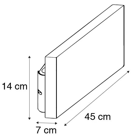 Candeeiro de parede rústico em madeira 45 cm com LED 2-luzes - Ajdin Moderno