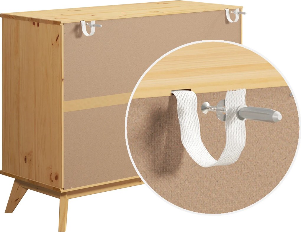 Aparador Borneo pinho natural 96x40x79cm certificado FSC Natural