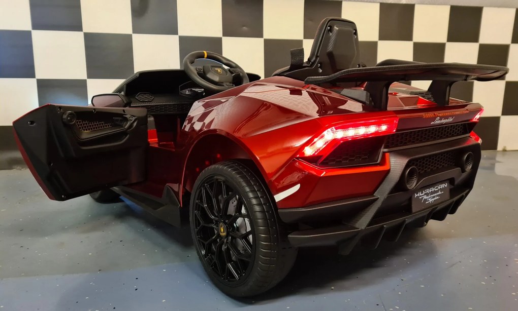Carro infantil eléctrico Lamborghini Huracan 12 volts com controlo remoto, Pneus Borracha Vermelho