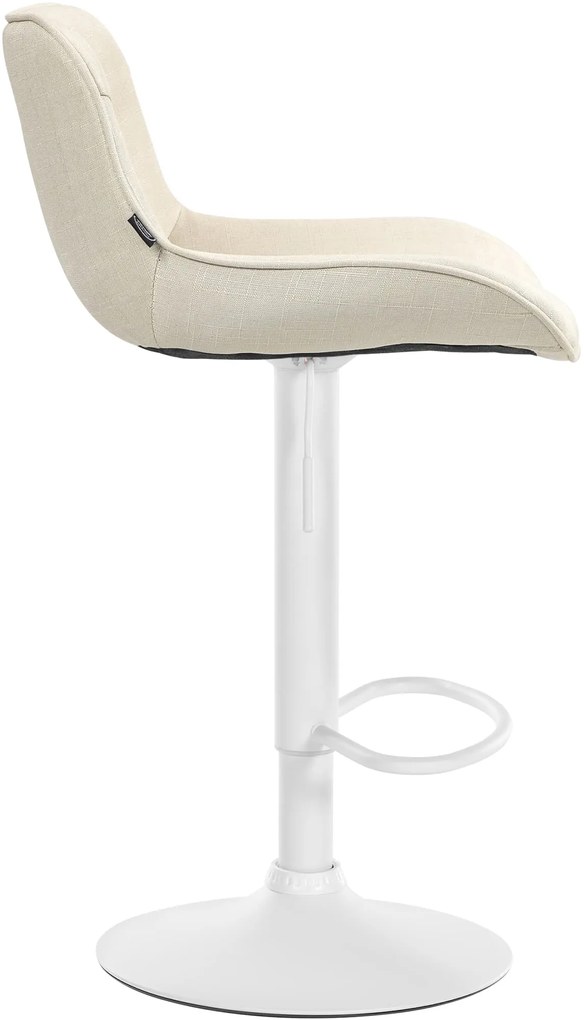 Banco alto em tecido com estrutura branca 85-106 x 49 x 51 cm cor creme
