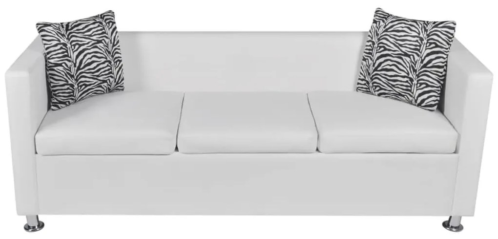 Conjunto de sofás de 2 e 3 lugares couro artificial branco