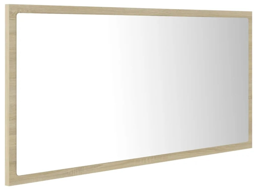 Espelho casa banho c/ LED 90x8,5x37 cm acrílico carvalho sonoma