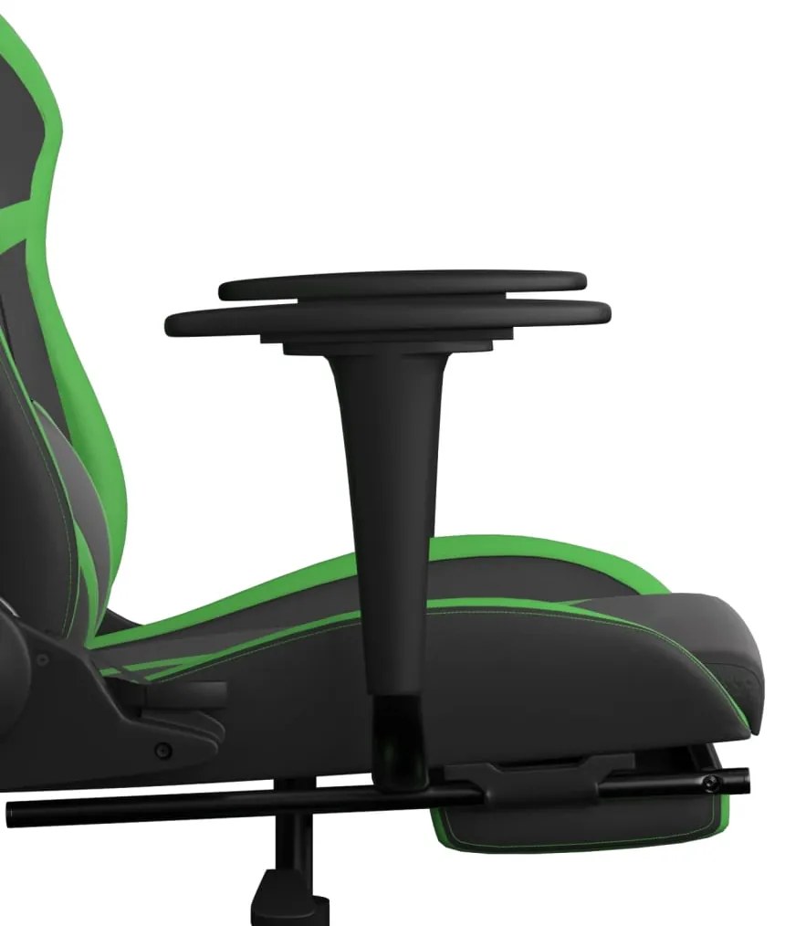 Cadeira gaming massagens c/ apoio pés couro artif. preto/verde