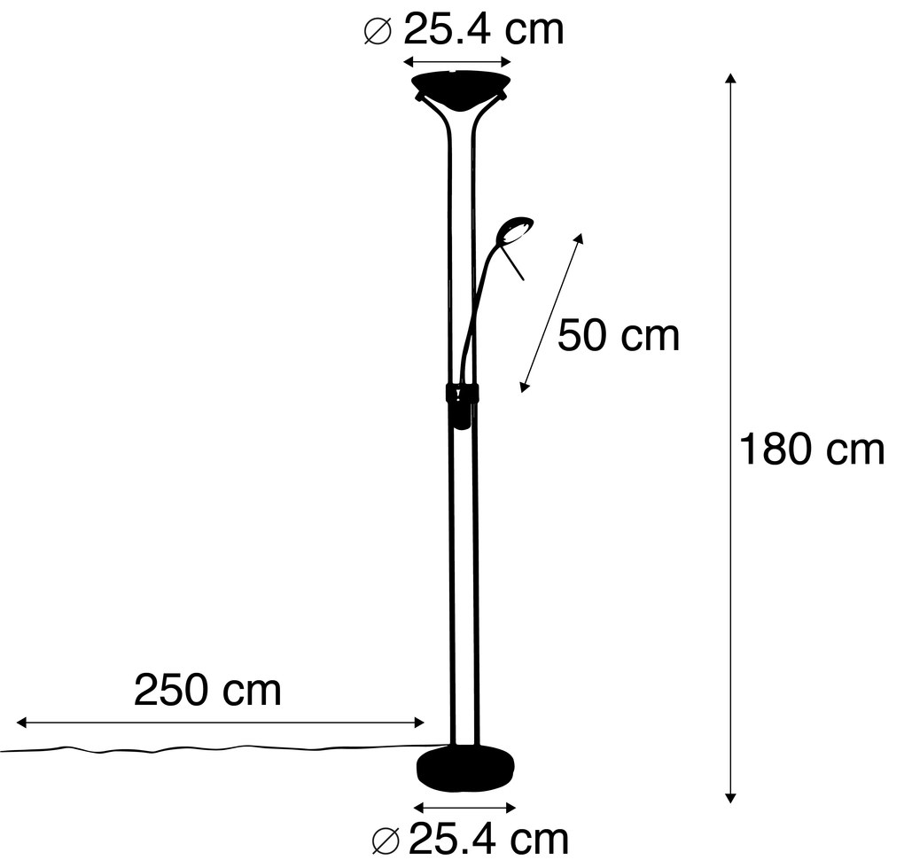 Candeeiro de pé moderno preto flex LED dim 500-1800lm - DIVA Moderno