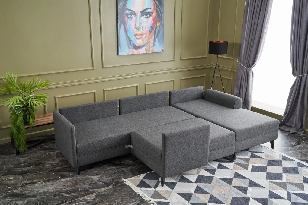 Sofá-Cama de Canto Belen – Antracite – 300x78x202 cm