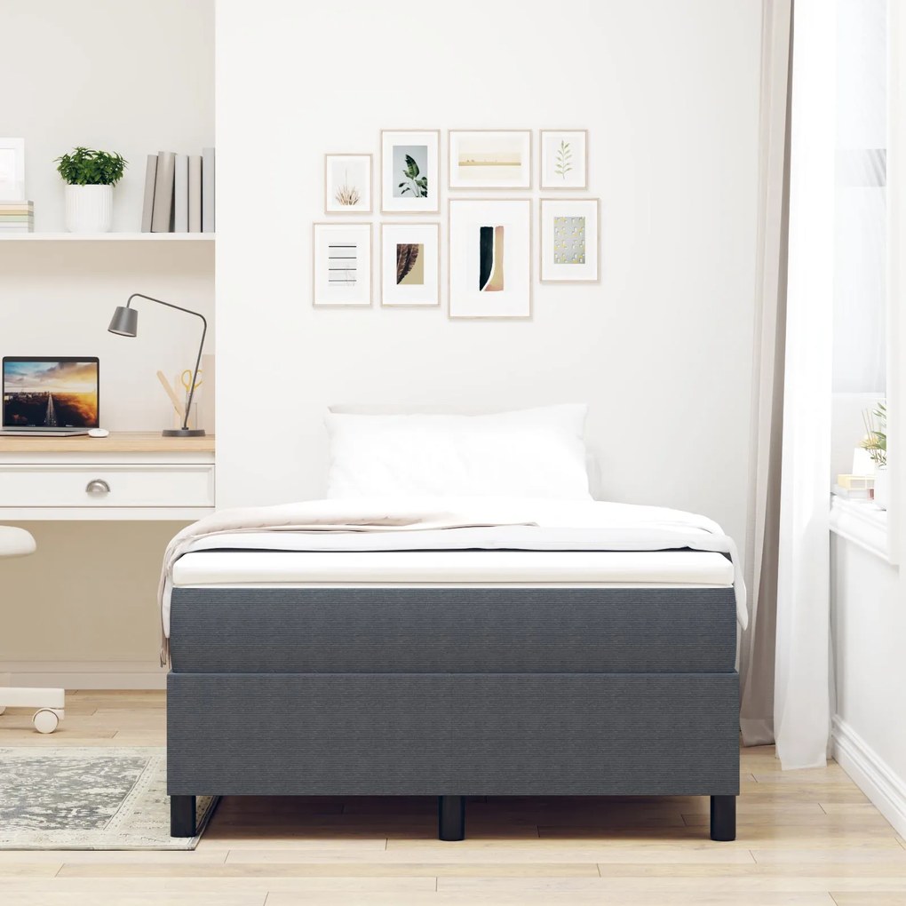 Cama Box Spring vidaXL Cinza Escuro 120x200 cm Tecido Cordinho