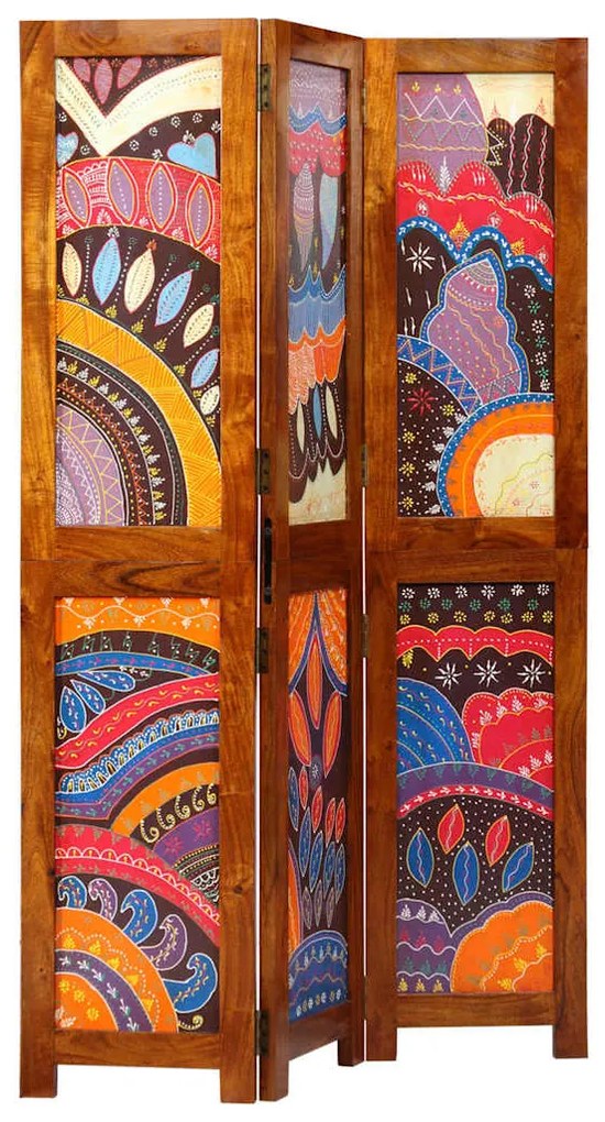 Divisor de Ambiente 3 Painéis Castanho Mel 35x1.5x160 cm Madeira Sólid