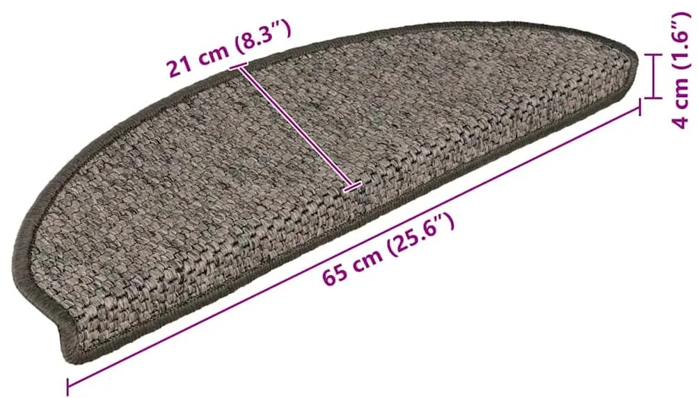 Tapetes escada adesivos aspeto sisal 15 pcs bege/castanho