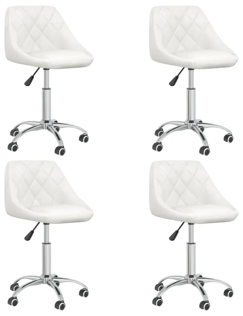 vidaXL Cadeiras de jantar giratórias 4 pcs couro artificial branco
