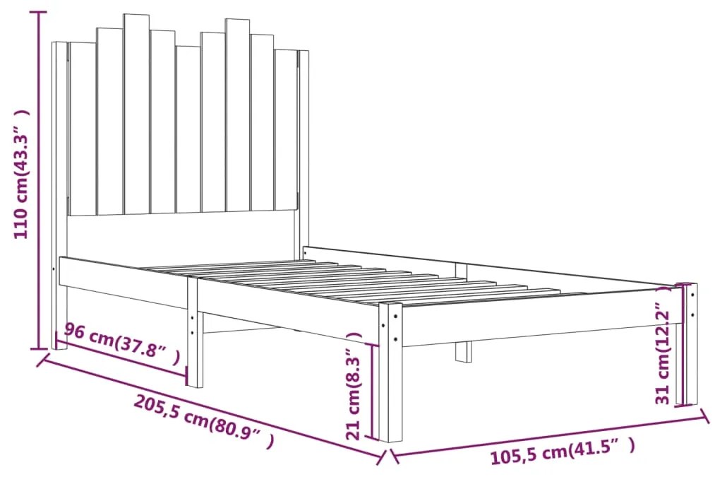 Estrutura de cama 100x200 cm pinho maciço branco