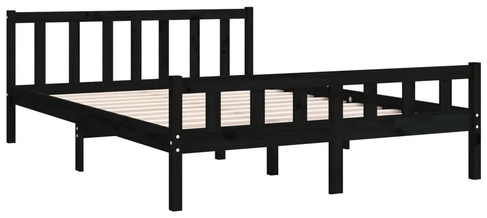 Estrutura de cama king 150x200 cm madeira maciça preto