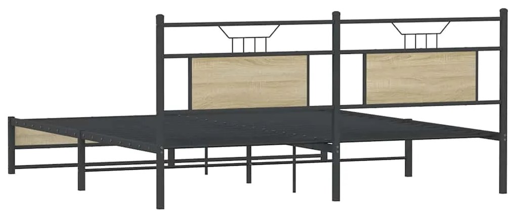 Estrutura de cama sem colchão 180x200cm metal carvalho sonoma