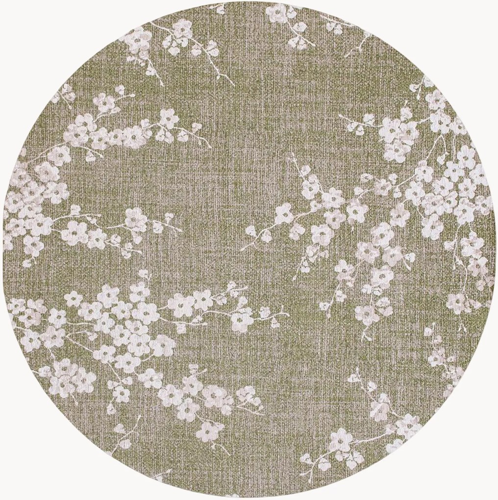 Tapete redondo lavável em jacquard para interior e exterior Sakura