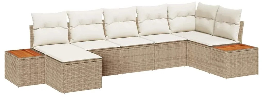 Conjunto de Sofá de Jardim de 7 Peças com Almofadas em Rattan Poliéste