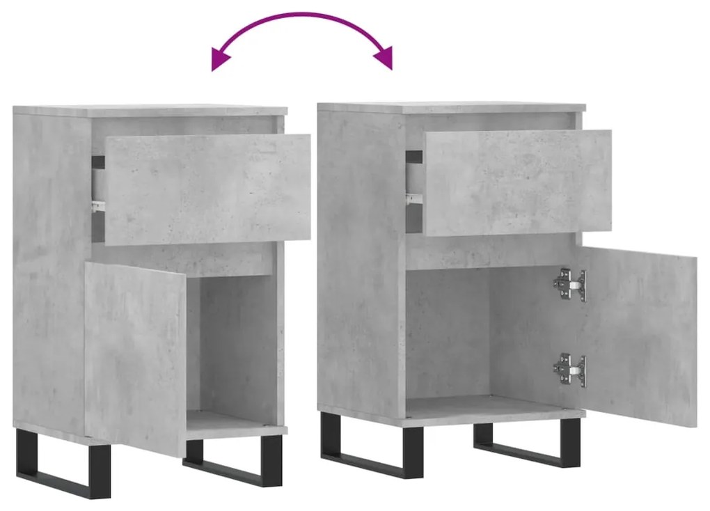 Aparadores 2 pcs 40x35x70 cm derivados de madeira cinza cimento