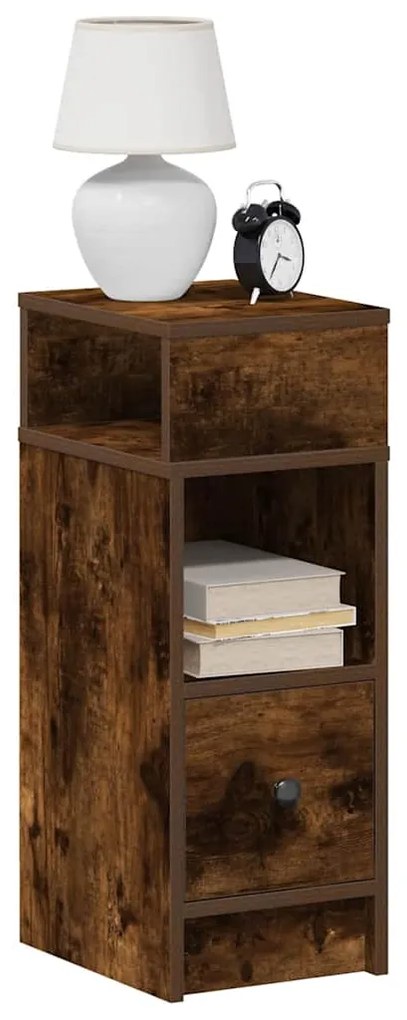vidaXL Mesa de cabeceira com gaveta 25x31x66 cm carvalho fumado