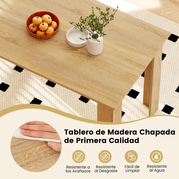 Mesa de jantar em madeira para 4-6 pessoas com pés em L para sala de jantar 120 x 70 x 75 cm 120 x 70 x 75 cm Natural