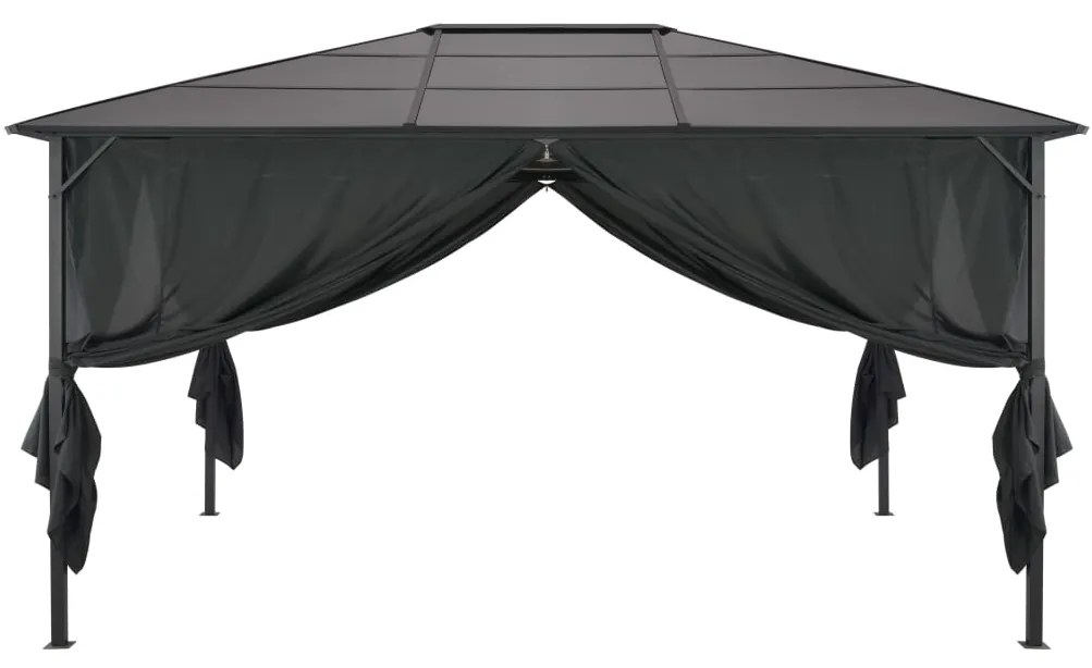 Gazebo com cortinas alumínio 4x3x2,6 m preto