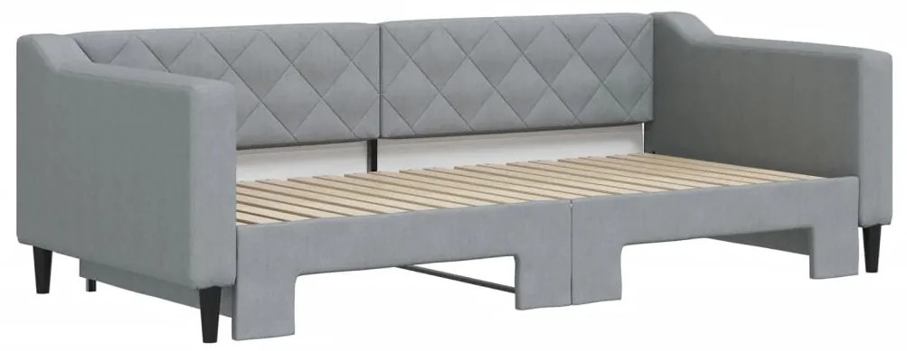 Sofá-cama com gavetão 90x190 cm tecido cinzento-claro