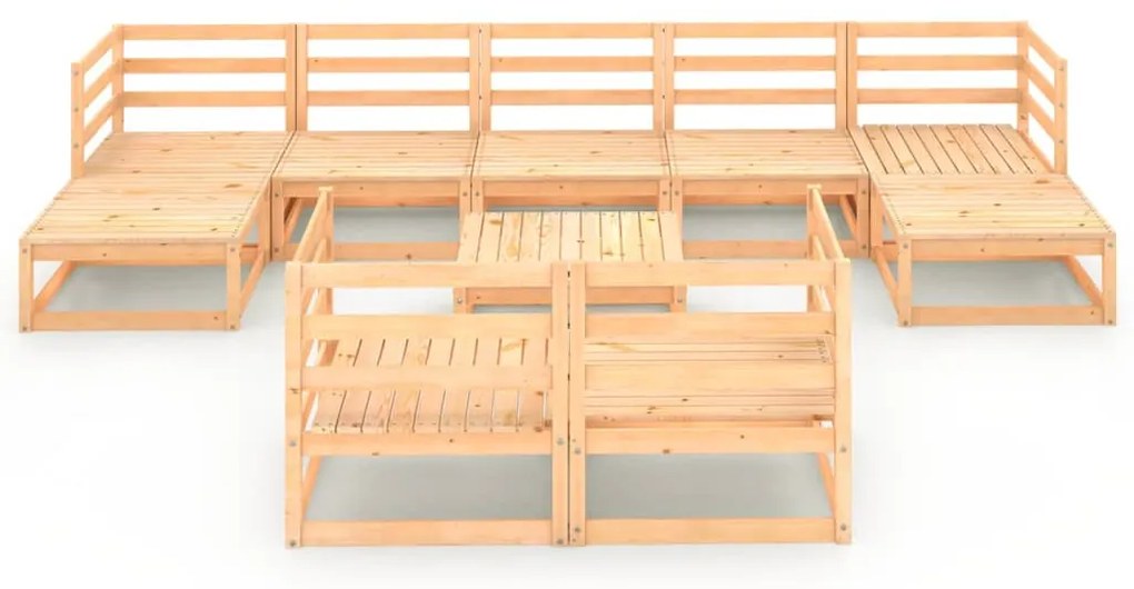 10 pcs conjunto lounge de jardim pinho maciço