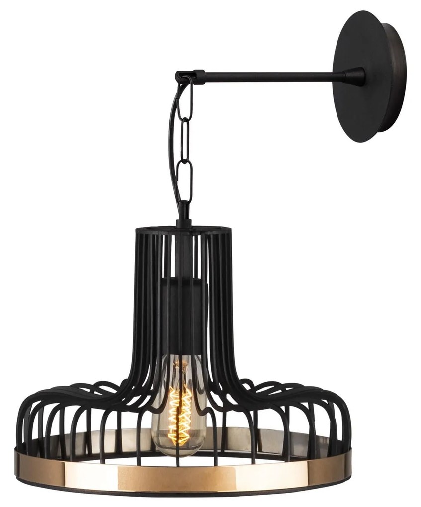 Candeeiro de Parede Fellini – Preto/Cobre – 20 x 25 cm