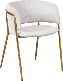 Pack De 2 Cadeiras De Jantar Estofadas Com Braços Nalon Dourado & Bombazina Beige Creme & Bombazina - Sklum