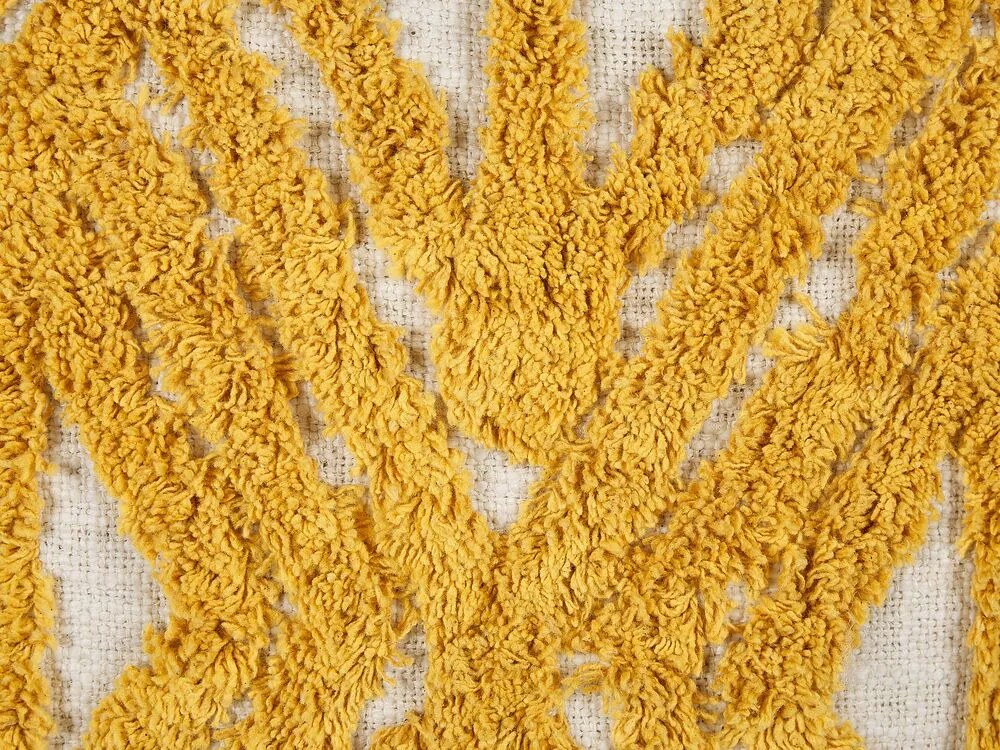 Conjunto de 2 almofadas decorativas tufadas em algodão amarelo 45 x 45 cm ALCEA Beliani