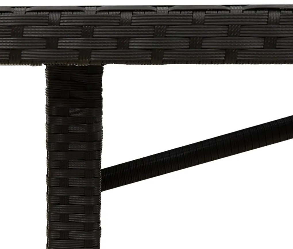 Mesa de jardim com tampo em acácia 190x80x74 cm vime PE preto