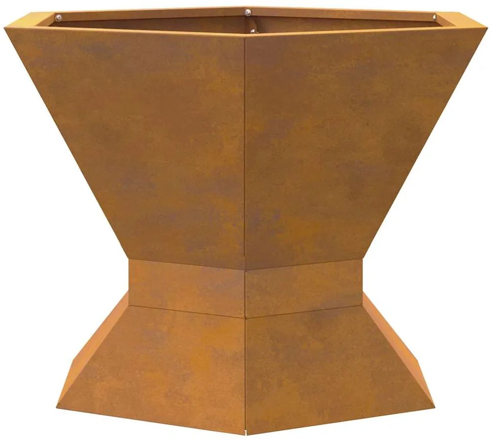 Caminha Hexagonal para Fogo 50x50x40 cm em Aço Envelhecido