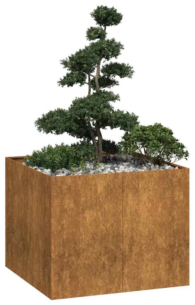 vidaXL Floreira enferrujada 100x100x80 cm aço resistente