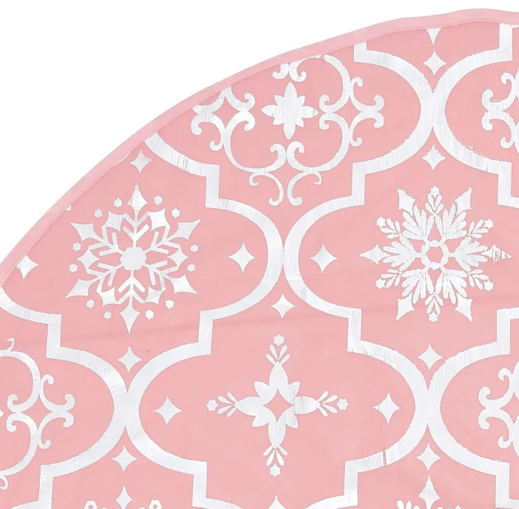 Saia de árvore de Natal luxuosa 90 cm com meia tecido rosa