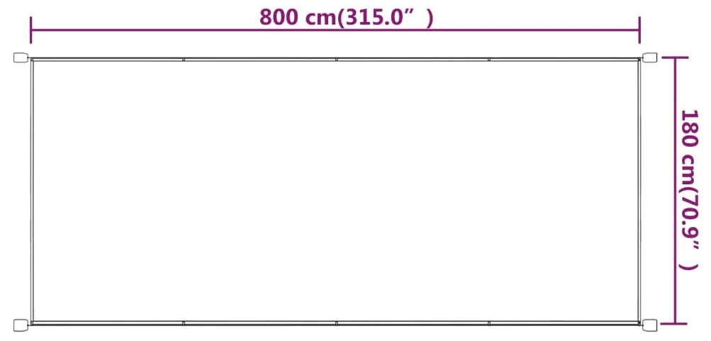 Toldo vertical 180x800 cm tecido oxford cor terracota