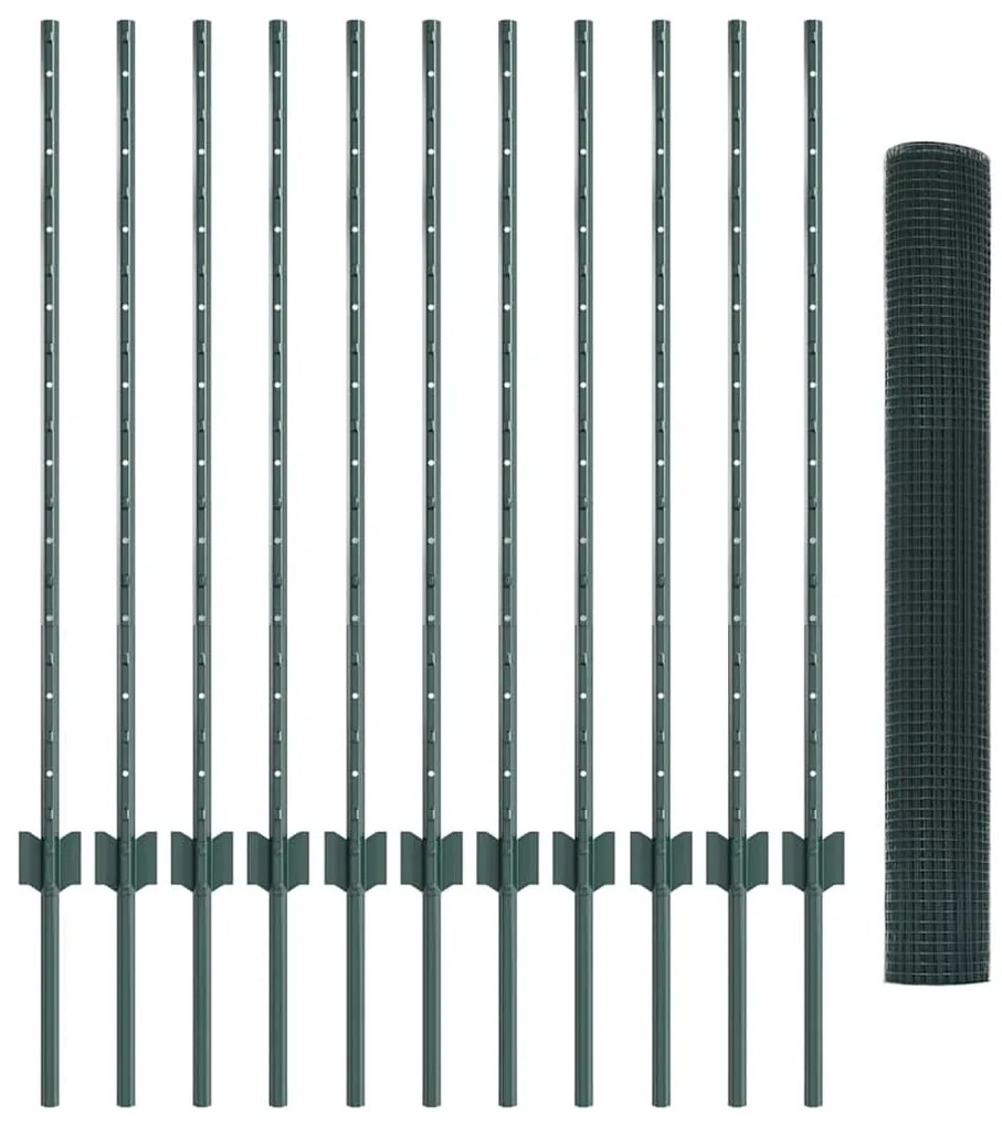 Conjunto de Cerca de Jardim Conjunto de 2 Verde Aço Galvanizado