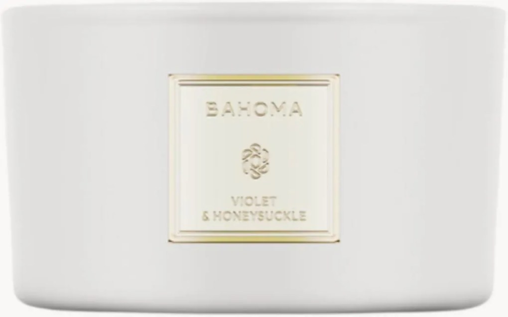 Vela perfumada artesanal com três pavios Violet & Honeysuckle (pêssego, madressilva, almíscar)