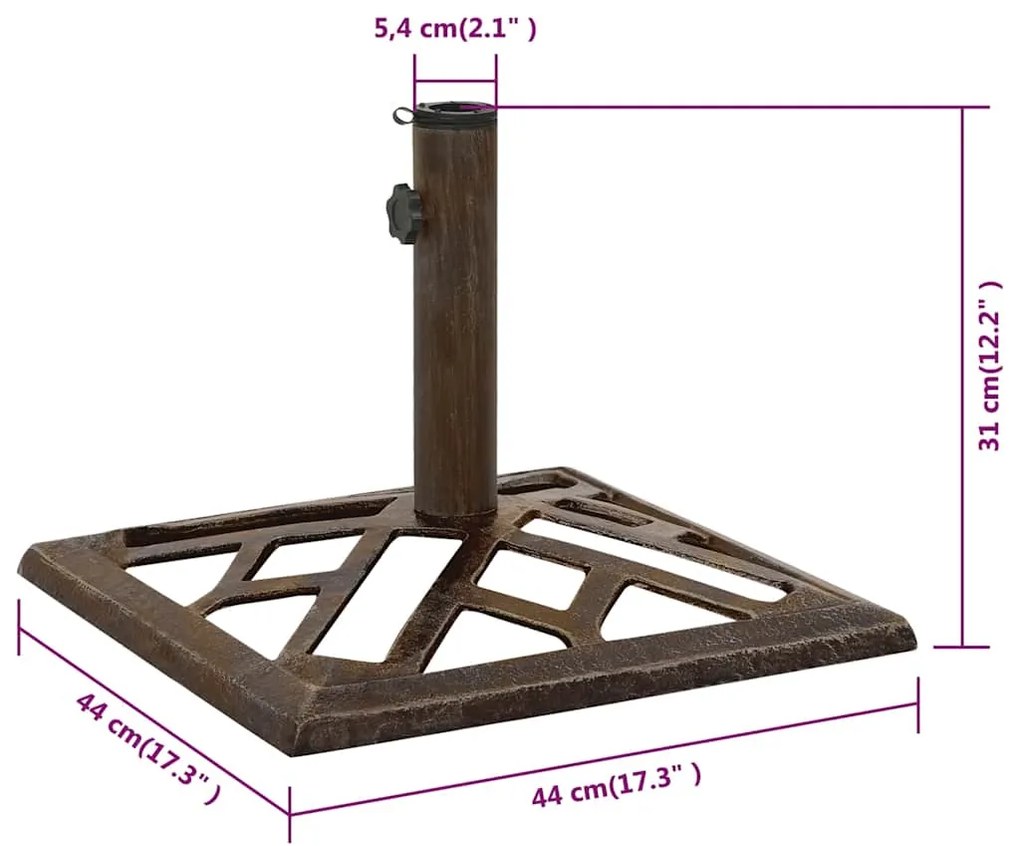 Base para guarda-sol ferro fundido 44x44x31 cm bronze