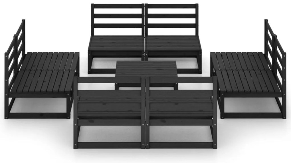 9 pcs conjunto lounge de jardim pinho maciço preto