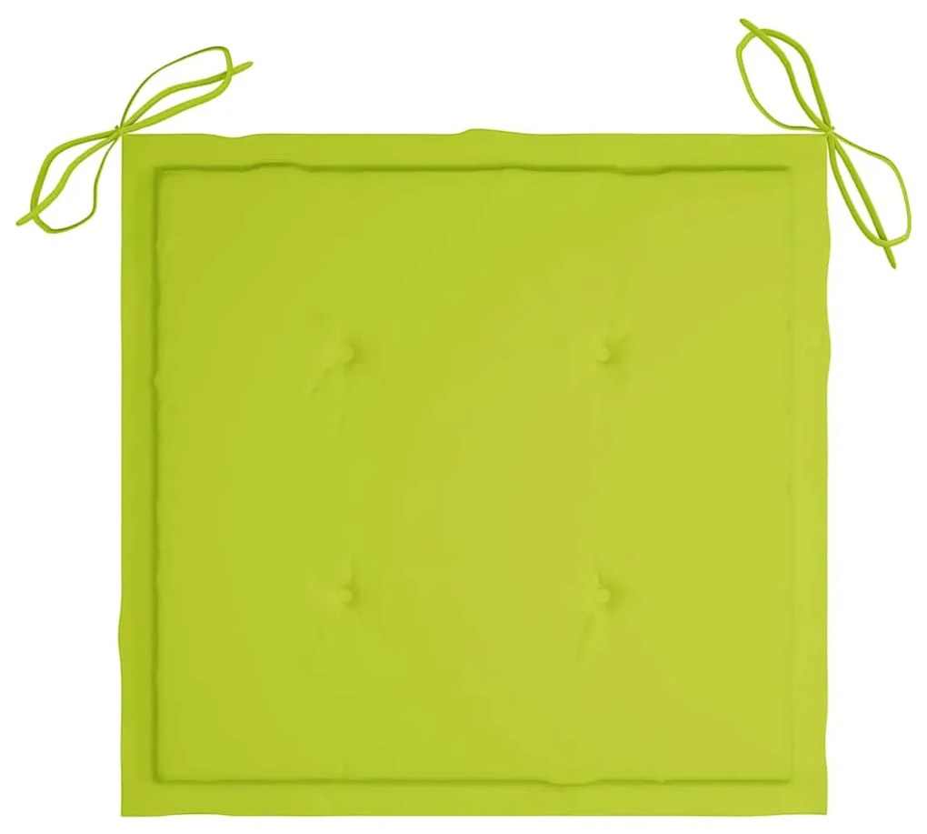 Cadeiras jardim c/ almofadões verde brilhante 8 pcs teca maciça