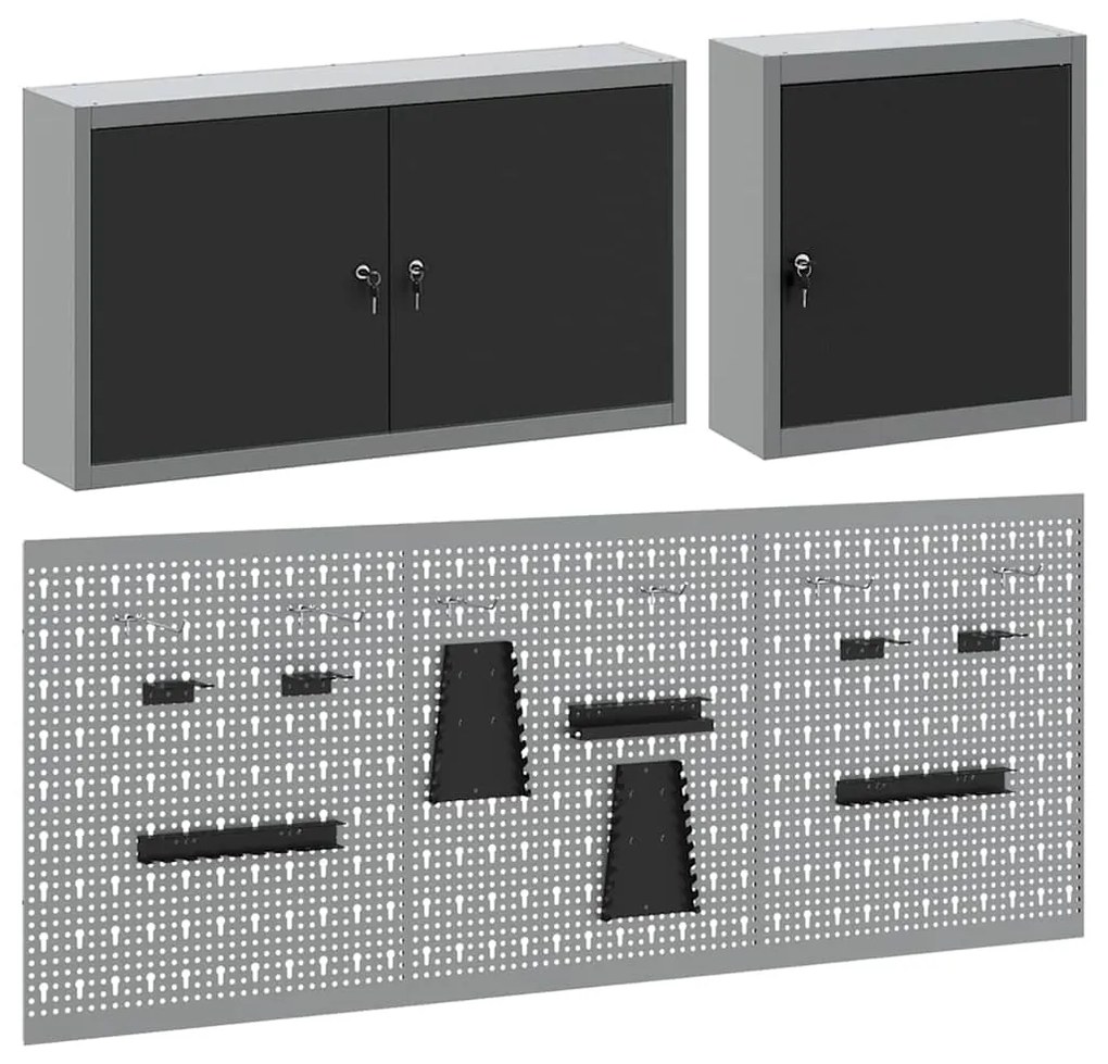 Conjunto de Armário de Ferramentas e Painel de Ferramentas de 5 Peças