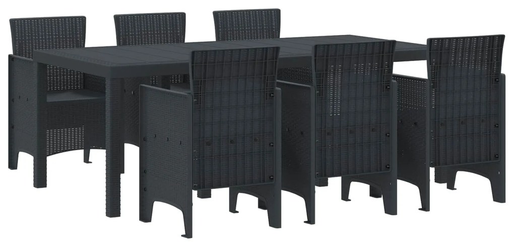 vidaXL Conjunto de Jantar para Jardim 7 pcs Antracite Polipropileno