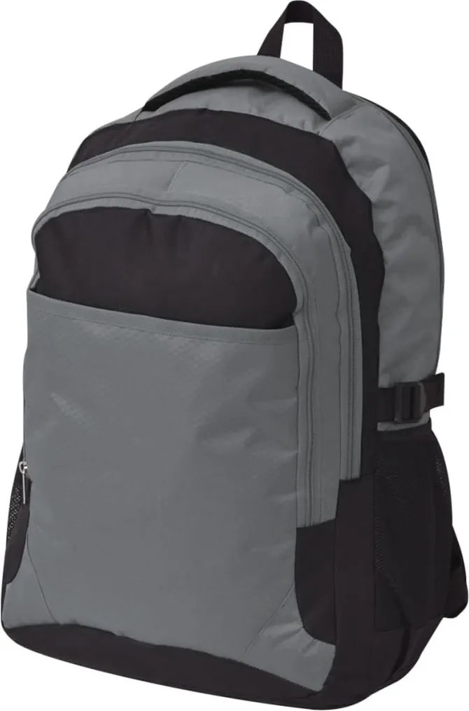 vidaXL Mochila escolar 40 L preto e cinzento