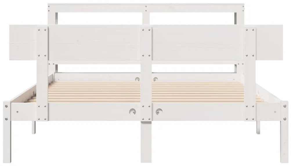 Cama sem colchão 150x200 cm madeira de pinho maciça branco