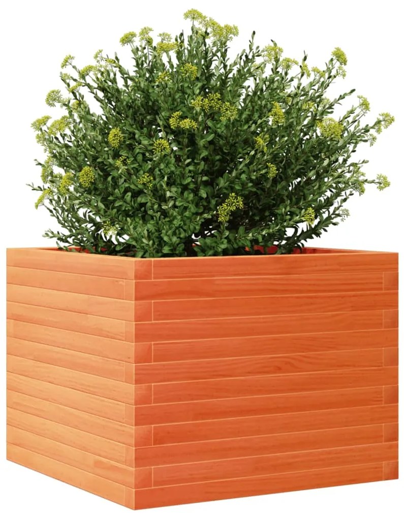 Vaso/floreira de jardim 60x60x45,5 cm pinho maciço castanho mel